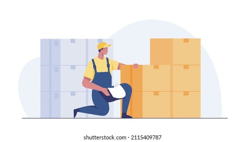 Physical inventory count management. vector illustration