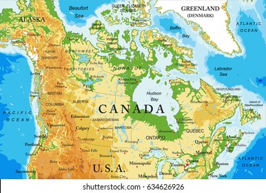 Physical Map Of Canada