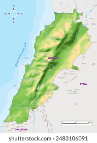 Physical map of Lebanon vector illustration
