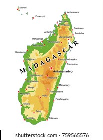 Physical map of Madagascar