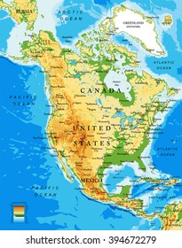 North America Physical Map Images Stock Photos Vectors