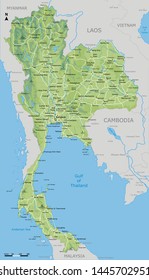 Physical Map Of Thailand With Detailed Of Road Network And Cities Name