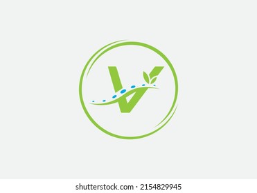 Physical massage therapy and nature spa healthcare logo design vector by the letter V