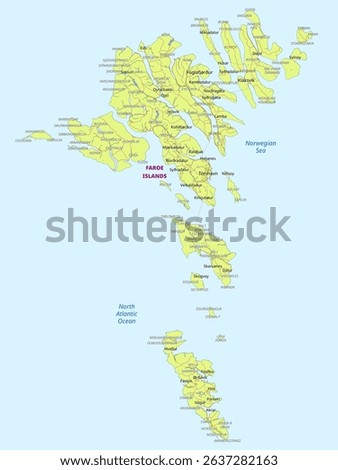 Physical political map of Faroe Islands