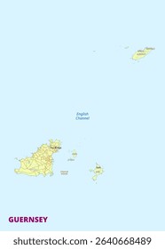 Physical political map of Guernsey