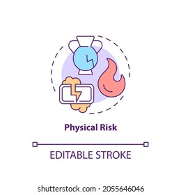 Physical risk concept icon. Purchase risk factor idea thin line illustration. Causing bodily harm to person. Malfunction, accident. Vector isolated outline RGB color drawing. Editable stroke
