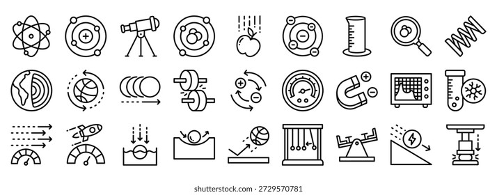 Physical Science icon collection. Containing design science, education, physical, concept, physics	