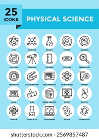 Physical Science icon collection set. Containing design science, education, physical, concept, physics	