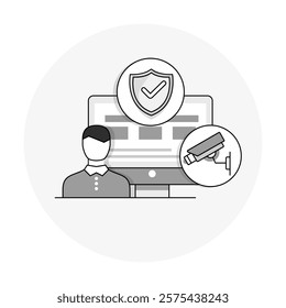 Physical Security Icon Representing Facility Safety, Access Control, and Cyber-Physical Threat Mitigation