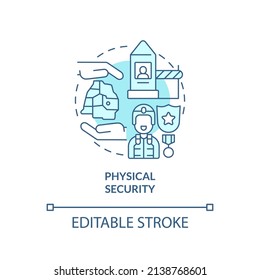 Physical Security Turquoise Concept Icon. Dimension Of National Safety Abstract Idea Thin Line Illustration. Isolated Outline Drawing. Editable Stroke. Arial, Myriad Pro-Bold Fonts Used