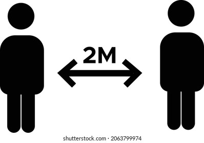 Physical Social Distancing 2 meter Vector Icon