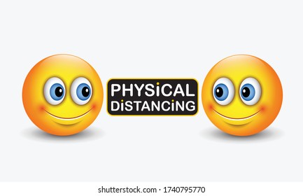 Physical or Social Distancing emoticons - Keep Your Safety Distance emoji -  Vector Illustration