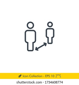 Physical / Social Distancing Icon / Vector - In Line / Stroke Design