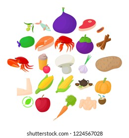 Physical strength icons set. Cartoon set of 25 physical strength vector icons for web isolated on white background