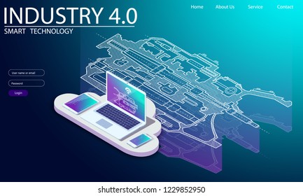 Physical systems, cloud computing, cognitive computing industry 4.0 infographic. Cyber Technology Systems concept. Infographic of industry 4.0.