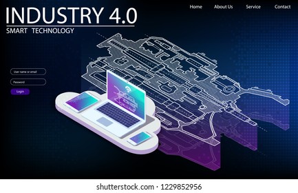 Physical systems, cloud computing, cognitive computing industry 4.0 infographic. Cyber Technology Systems concept. Infographic of industry 4.0.