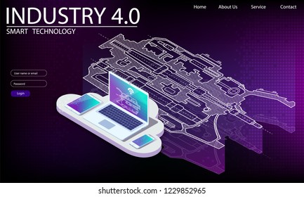 Physical systems, cloud computing, cognitive computing industry 4.0 infographic. Cyber Technology Systems concept. Infographic of industry 4.0.
