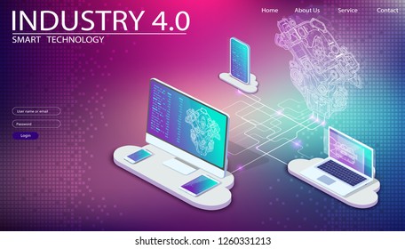 Physical systems, cloud computing, cognitive computing industry 4.0 infographic. Cyber Technology Systems concept. Infographic of industry 4.0.