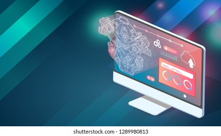 Physical systems, cloud computing, cognitive computing industry 4.0 infographic. Cyber Technology Systems concept. Infographic of industry 4.0.