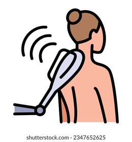 Vector Icono de Ayuda para Terapia Física. Dispositivo Y Láser De Terapia Magnética, Masajista, Ilustración Compleja De Fisioterapia