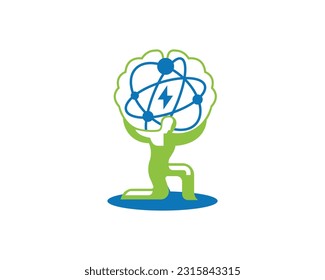 physical therapy atom man with brain icon template