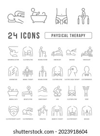 Physical Therapy. Collection of perfectly thin icons for web design, app, and the most modern projects. The kit of signs for category Medicine.