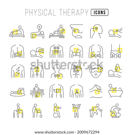 Physical Therapy. Collection of perfectly thin icons for web design, app, and the most modern projects. The kit of signs for category Medicine.