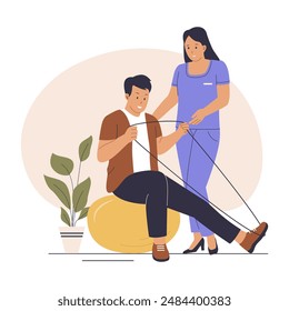 Physical therapy concept illustration. Illustration for websites, landing pages, mobile applications, posters and banners. Trendy flat vector illustration