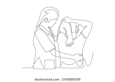 Physical therapy concept one-line drawing