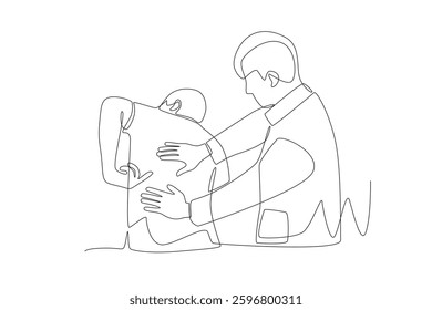 Physical therapy concept one-line drawing