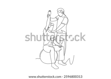 Physical therapy concept one-line drawing