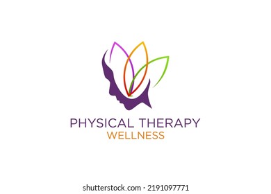 Physical therapy head face logo design artificial intelligence icon illustration spa massage medical 