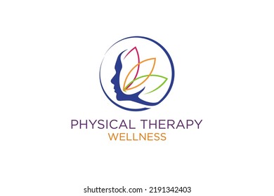 Terapia física cara logo diseño inteligencia artificial Ilustración spa masaje médico 