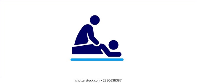 Physical therapy icon. flat vector healthcare design. therapist, patient, rehabilitation, treatment, mobility, exercise, recovery, wellness, medical, care