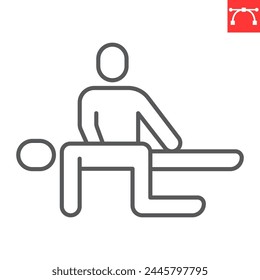 Physical therapy line icon, chiropractor and rehabilitation, physiotherapy vector icon, vector graphics, editable stroke outline sign, eps 10.