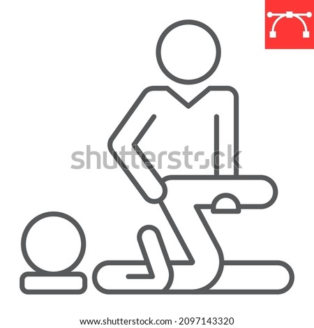 Physical therapy line icon, physiotherapy and rehabilitation, chiropractor vector icon, vector graphics, editable stroke outline sign, eps 10.
