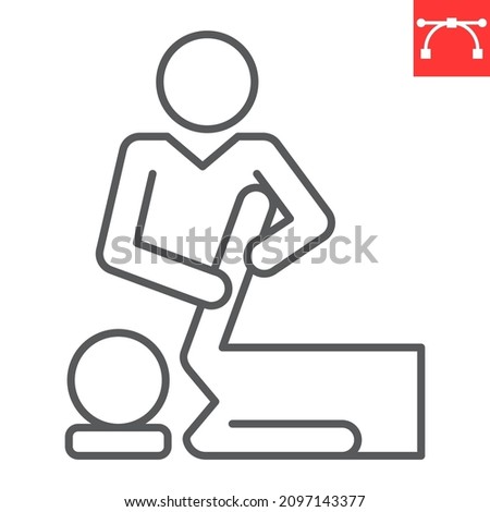 Physical therapy line icon, physiotherapy and rehabilitation, chiropractor vector icon, vector graphics, editable stroke outline sign, eps 10.