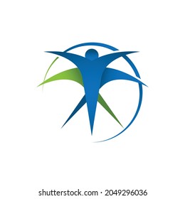 Physical therapy logo design concept image. abstract people icon with movement for health care physical logo design vector