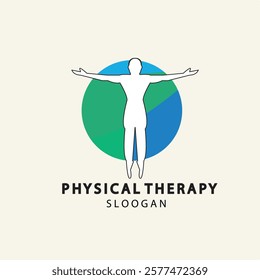Physical Therapy logo with human run figure in negative space image technique design illustration