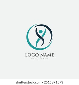Physiotherapie Logo, Gewicht, Kontrolle, Diät, Fitness, Wellness-Logo voll bearbeitbare Vektorvorlage