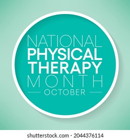 Physical therapy month is observed every year in October, also known as physiotherapy, is one of the healthcare professions provided by physical therapists who promote, maintain, or restore health. svg