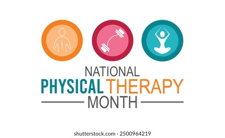 Physical therapy month is observed every year on October. Holiday concept background, placard, banner design template Vector illustration background design.