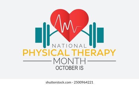 Physical therapy month is observed every year on October. Holiday concept background, placard, banner design template Vector illustration background design.