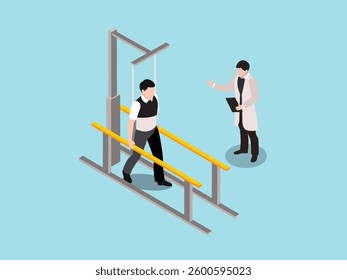 Physical Therapy and Rehabilitation Training 3d flat vector illustrations