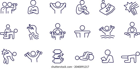 Physical Therapy Thin Line Icons vector design  svg