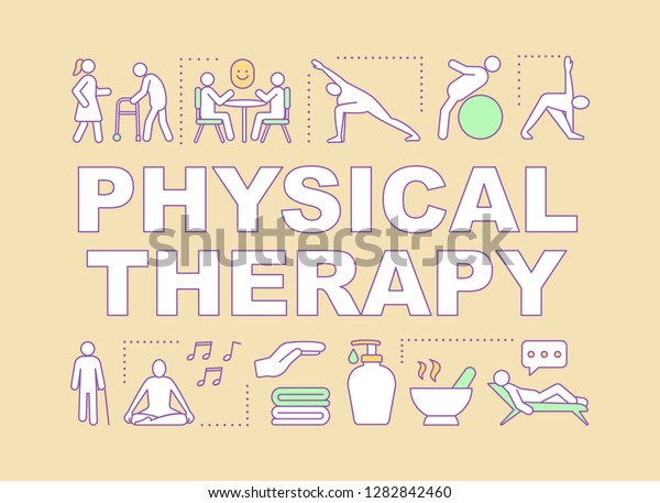 Physical Therapy Word Concepts Banner Rehabilitation Stock Vector