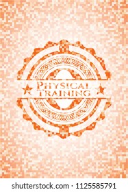 Physical Training abstract orange mosaic emblem with background