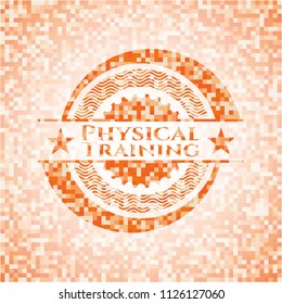 Physical Training abstract orange mosaic emblem