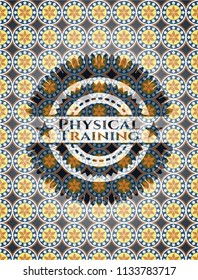 Physical Training arabic style emblem. Arabesque decoration.