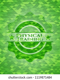 Physical Training green emblem with triangle mosaic background